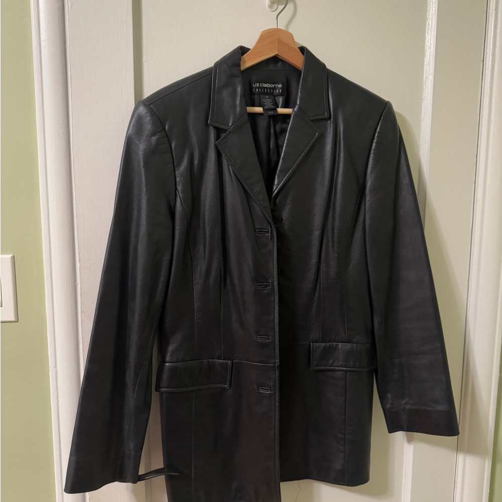 Liz Claiborne Black Leather Blazer